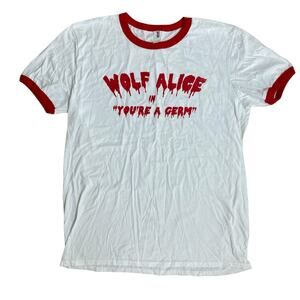 Wolf Alice You're A Germ Band Ringer Tee Shirt Large White Red